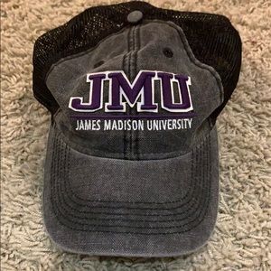 Heathered grey/mesh JMU baseball hat